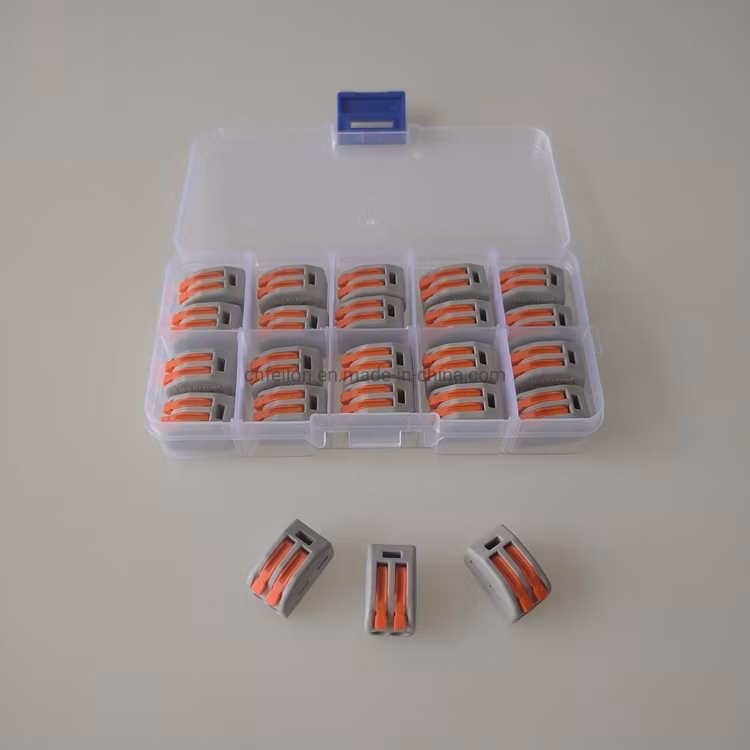20PCS Pct-212 Replace Wago Supermarket Assortment Box Packing Can Accept Packing Clamp Clip Colorfulful Button 2 Way Universal Electrical DIY Wire Connector