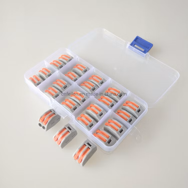 20PCS Pct-212 Replace Wago Supermarket Assortment Box Packing Can Accept Packing Clamp Clip Colorfulful Button 2 Way Universal Electrical DIY Wire Connector