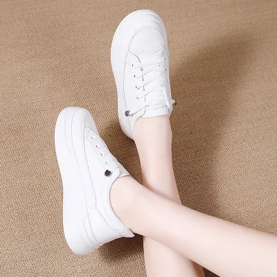 Luxury Lace up Lady White Shoes with High Heels Platform Sneaker <a href='/sport-shoes/'>Sport Shoes</a>