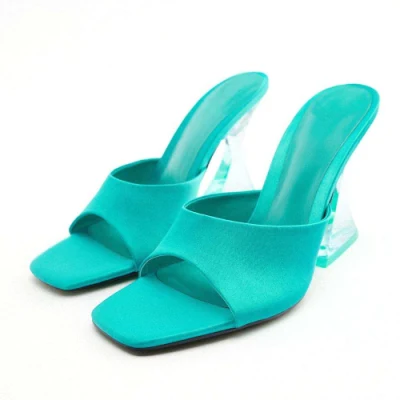 Beautiful Color Female Chunky High Heel Large Size Summer Custom <a href='/mule/'>Mule</a>s Sandals