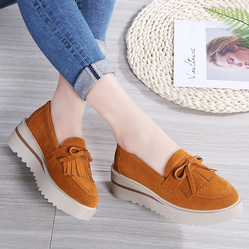 Luxury Platform Shoes for Ladies European Designer Leather Wedges Heels Womens Shoes