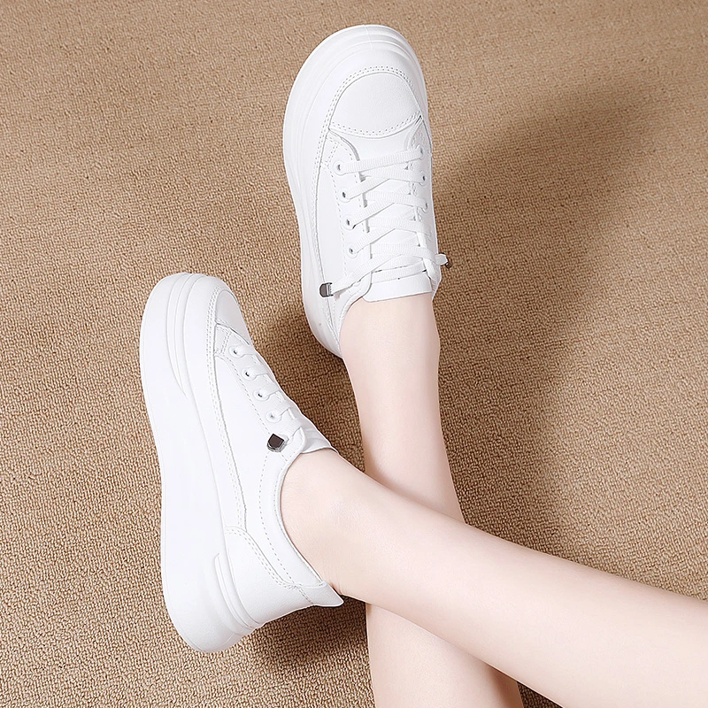 Couple White School Athletic Sport Shoes for Men and Lady Lace up Luxury Comfort Platform Sneakers Running Shoes Jogging Trainers Gym Soccer Shoes