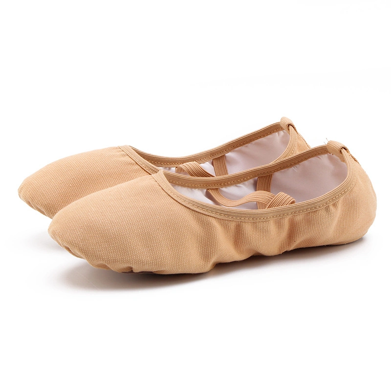 Wholesale Cheap High Quality Low MOQ Girls Canvas Split Sole Ballet Flat Shoes