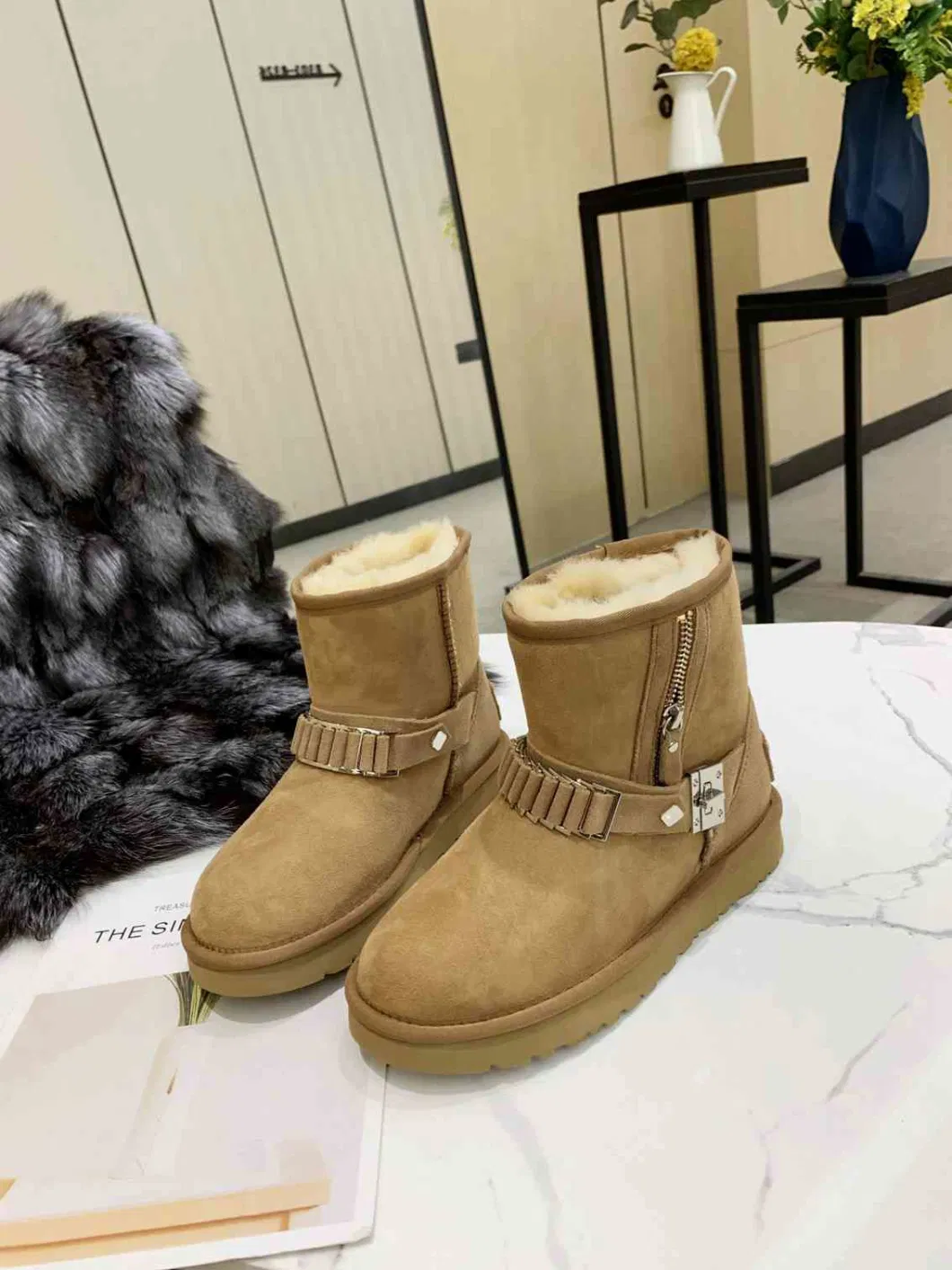 Fur Boot Sheep Skin Snow Boot Leather Shoes Lady Shoes Fashion Shoes