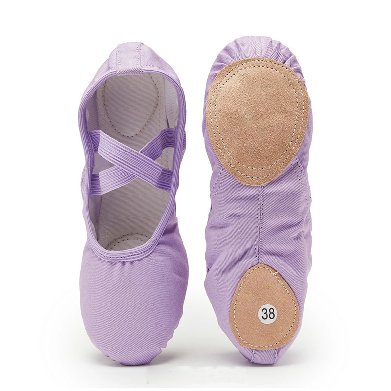 Factory Price Soft Comfortable Adjustable Canvas Kids Folding Training Practice Ballet Shoe