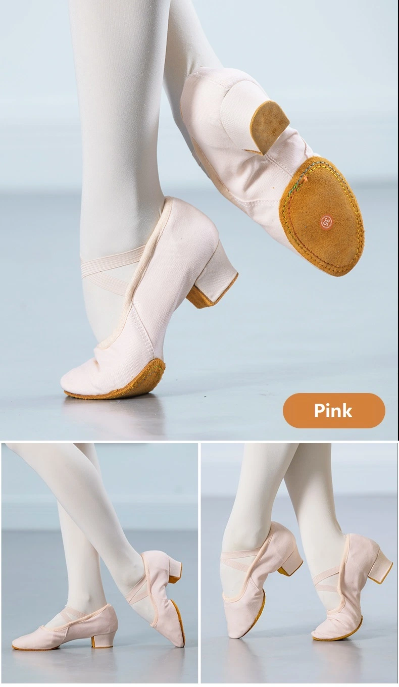 Soft Ballet for Children Shoes with Canvas Cow Sole 3.5cm Heel 103