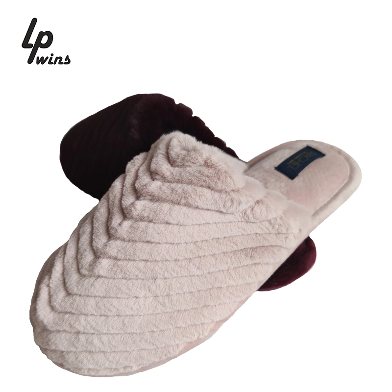 Winter Fashion Women Home Pantoufle Slippers Faux Fur Warm Woman Slip on Flats