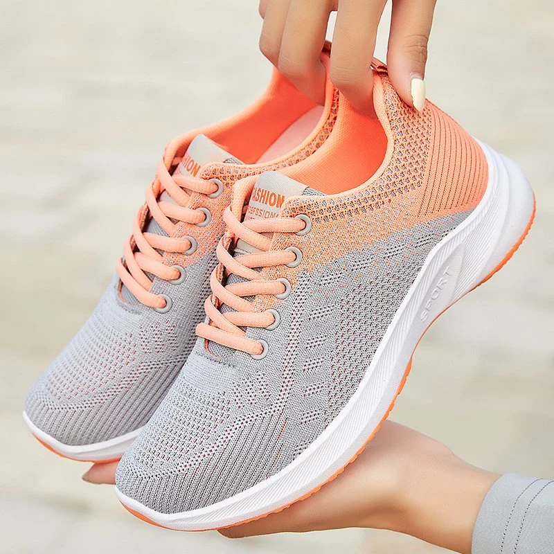 Comfortable Fly Knit Material Sneaker Woman Sport Shoes for Running