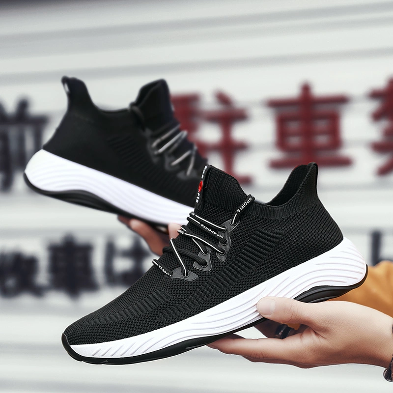 Fly-Knitted Fabric Upper Fashion Sneakers Men Casual Sport Jogging Shoe