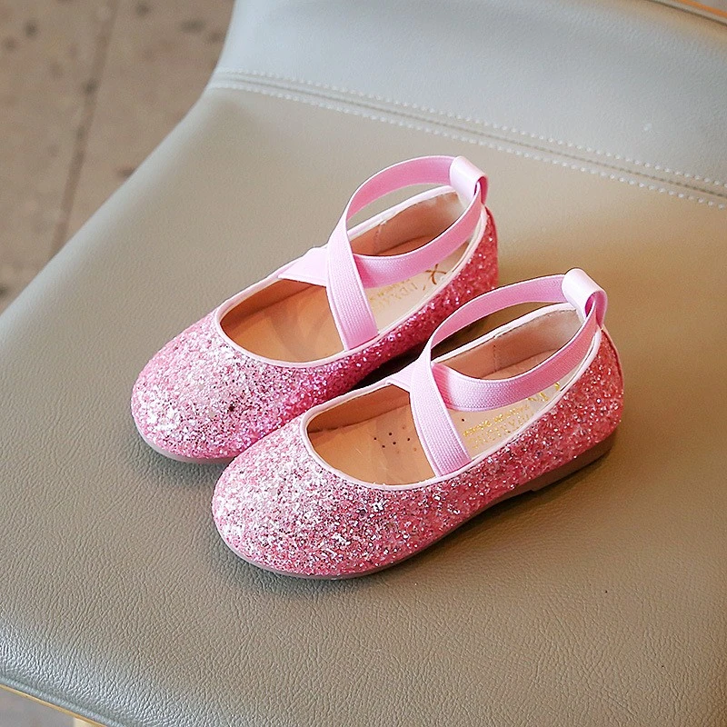 Soft PU Kids Baby Bling Glitter Girls Dress Sequins Kids Ballet Dance Shoes