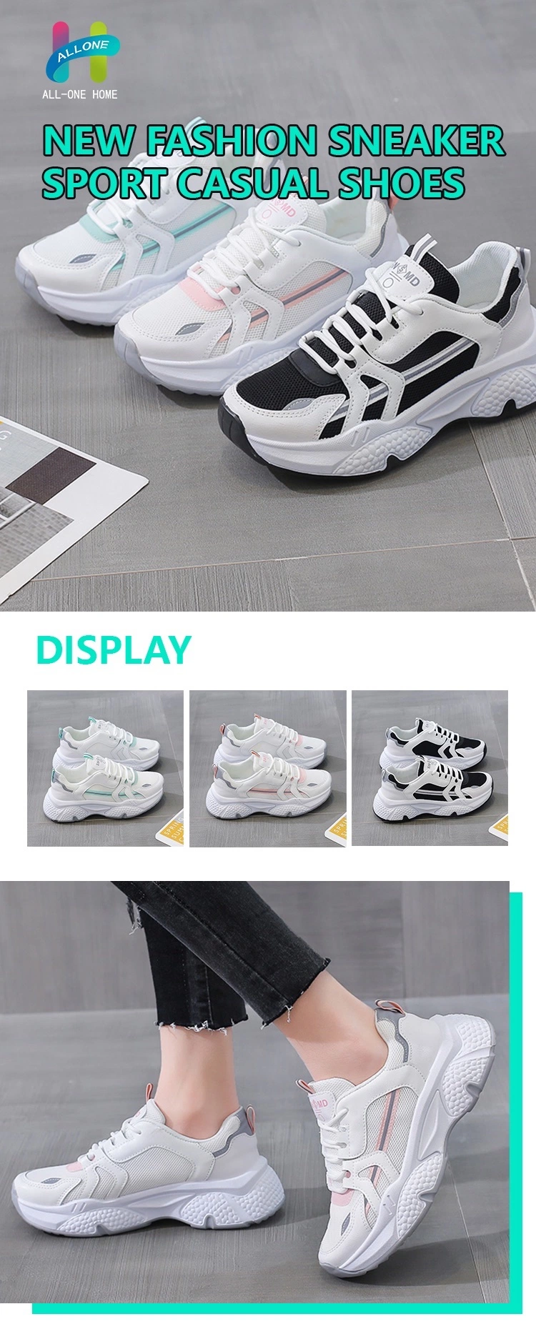 Comfortable Breathable Simple Lady Fashion Shoes Sneakers White Shoes Women Shoes Sport Shoes