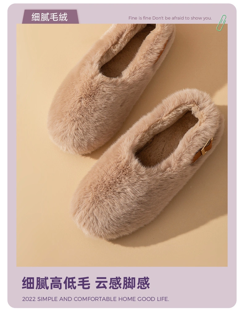 Winter Wool Cotton Clog Moccasin Shoes Plus Velvet Warm Women Shoes