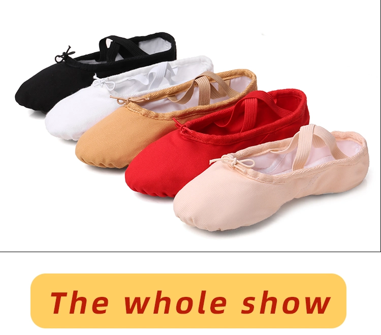 Factory Wholesale Custom Camel Soft Canvas Ballet Children&prime;s Dance Shoes 003