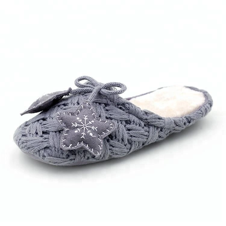 Sherpa Soft Fur Soft Sole Indoor Use Chunky Knit Women Mules Slippers