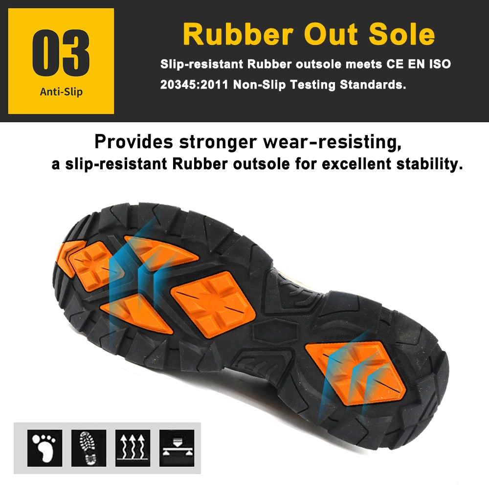 Oil Slip Resistant Rubber Outsole Fiberglass Toe Safety Shoes for Men Light Weight