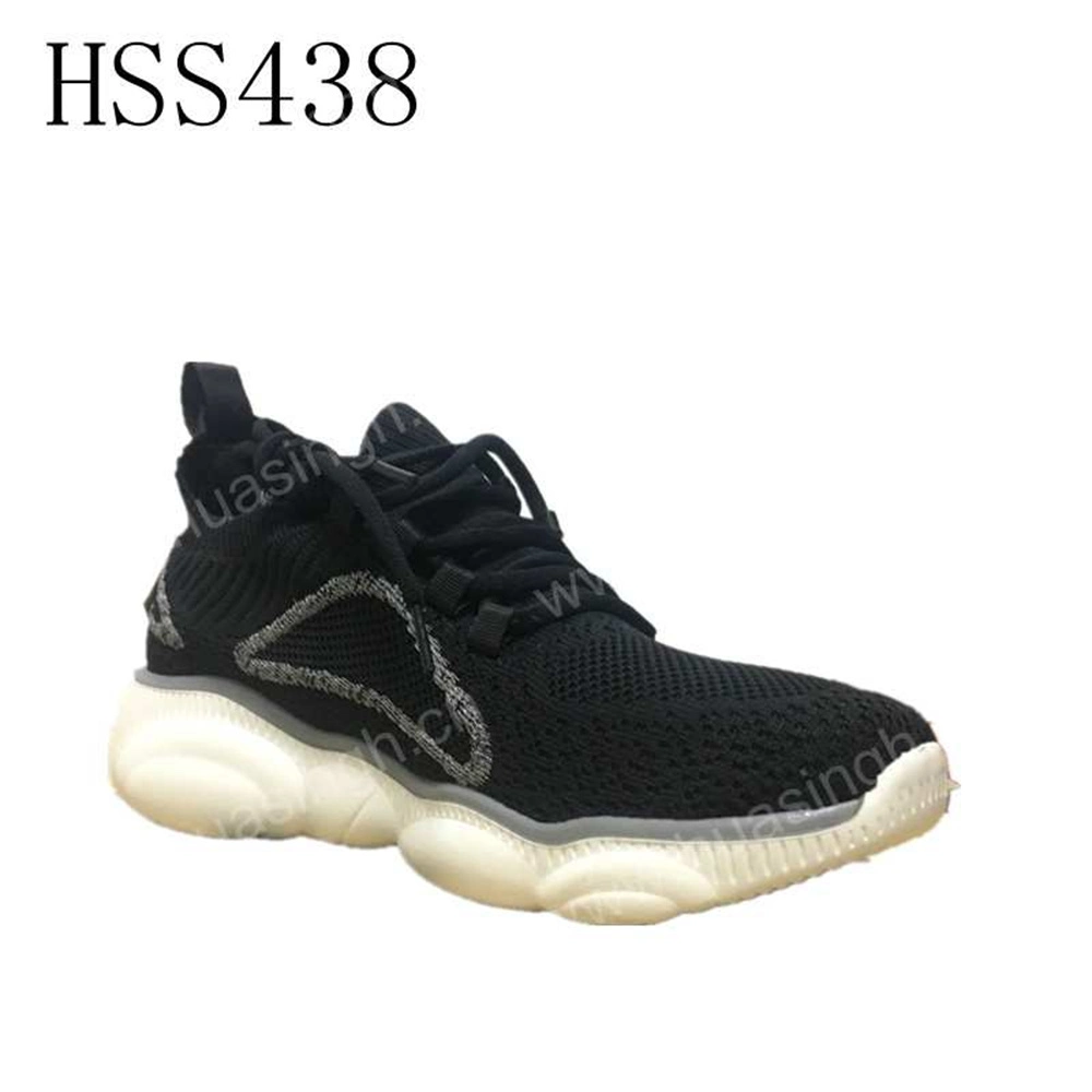 Lxg, Durable Anti-Shock Rubber Outsole Black Jogging Shoe Good Quality Breathable Cotton Upper Sport Shoe for Sale HSS438