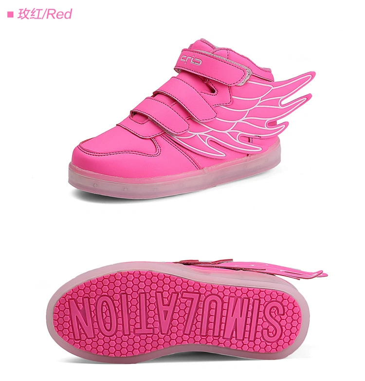 Fashion Kids Casual Shoes PU Leather USB LED Lights Shoes