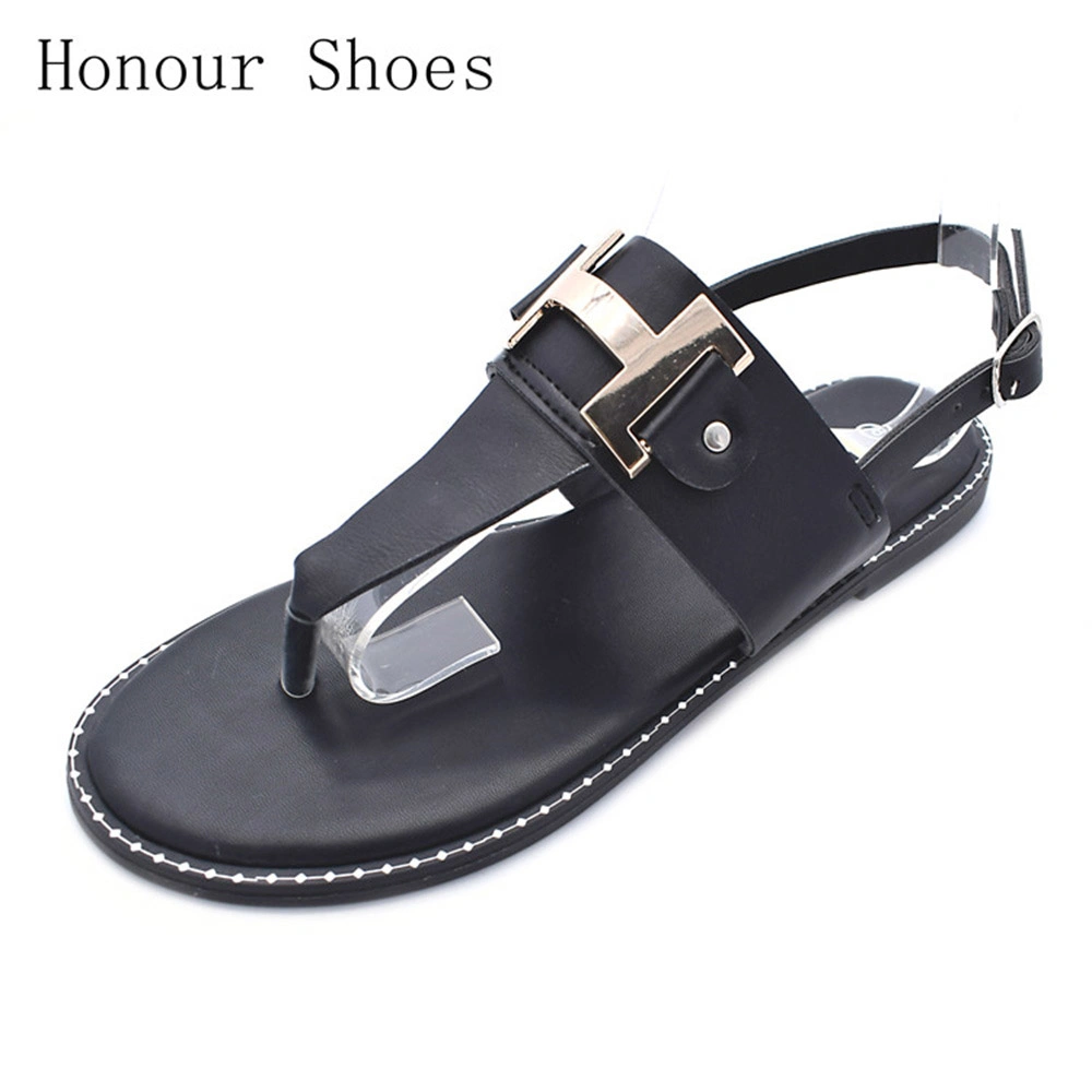 Fashion Newcomers European and American Casual T-Shaped Sandals Women&prime;s Street Flats