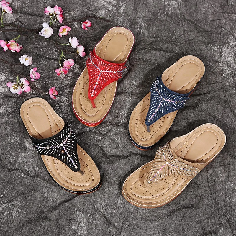 New Europe and The United States Wind Flip-Flop Sandals Casual Lightweight Herringbone Slope with Sandals Slippers