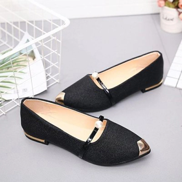 Round Toe Women Flat Shoes Slip on Girls Dress Black Ballet Flats