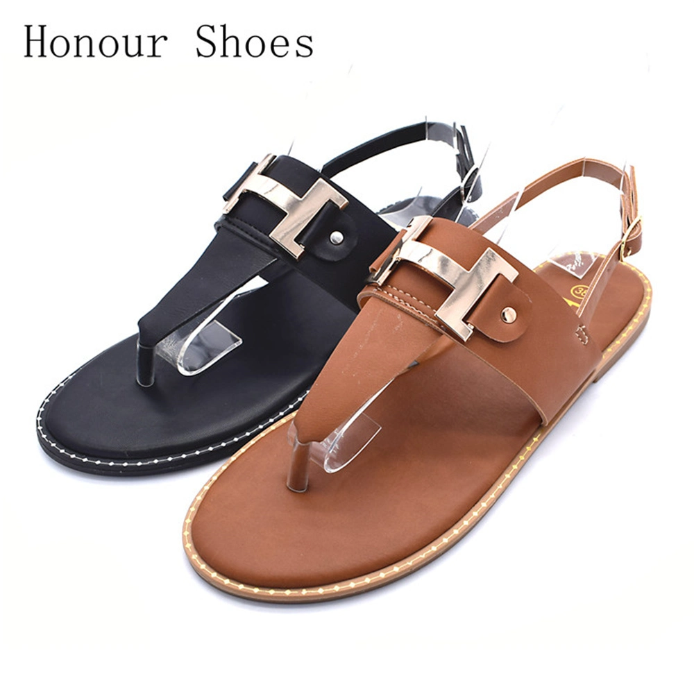 Fashion Newcomers European and American Casual T-Shaped Sandals Women&prime;s Street Flats