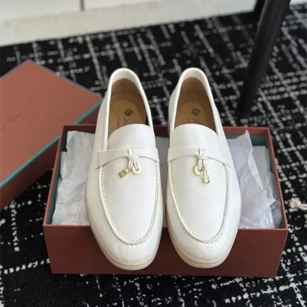 Summer Walk Women&prime;s Flat Heel Casual Shoes Loro Piano Mens Tasman Vintage Loafers Suede Dress Genuine Leather Sneakers Designer Moccasin Slip on Gift Shoe