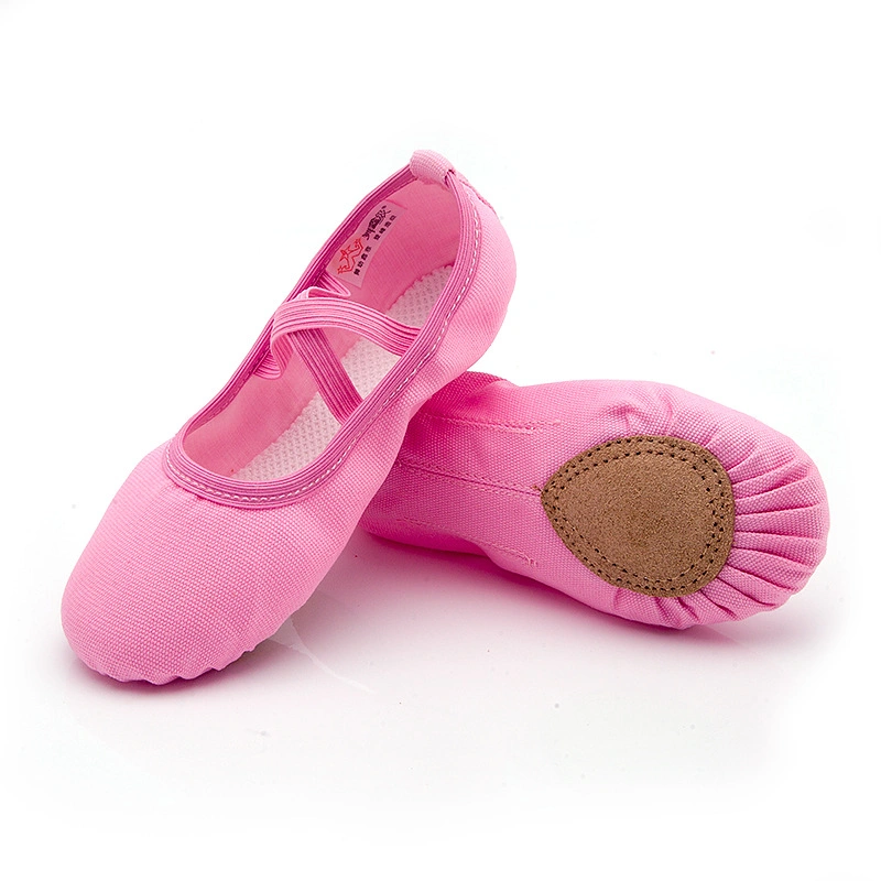 Wholesale Cheap High Quality Low MOQ Girls Canvas Split Sole Ballet Flat Shoes