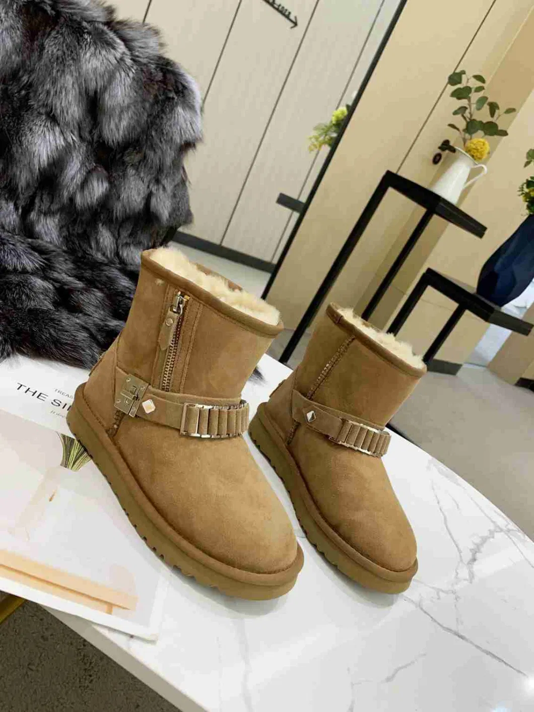 Fur Boot Sheep Skin Snow Boot Leather Shoes Lady Shoes Fashion Shoes