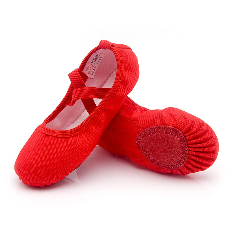 Wholesale Cheap High Quality Low MOQ Girls Canvas Split Sole Ballet Flat Shoes