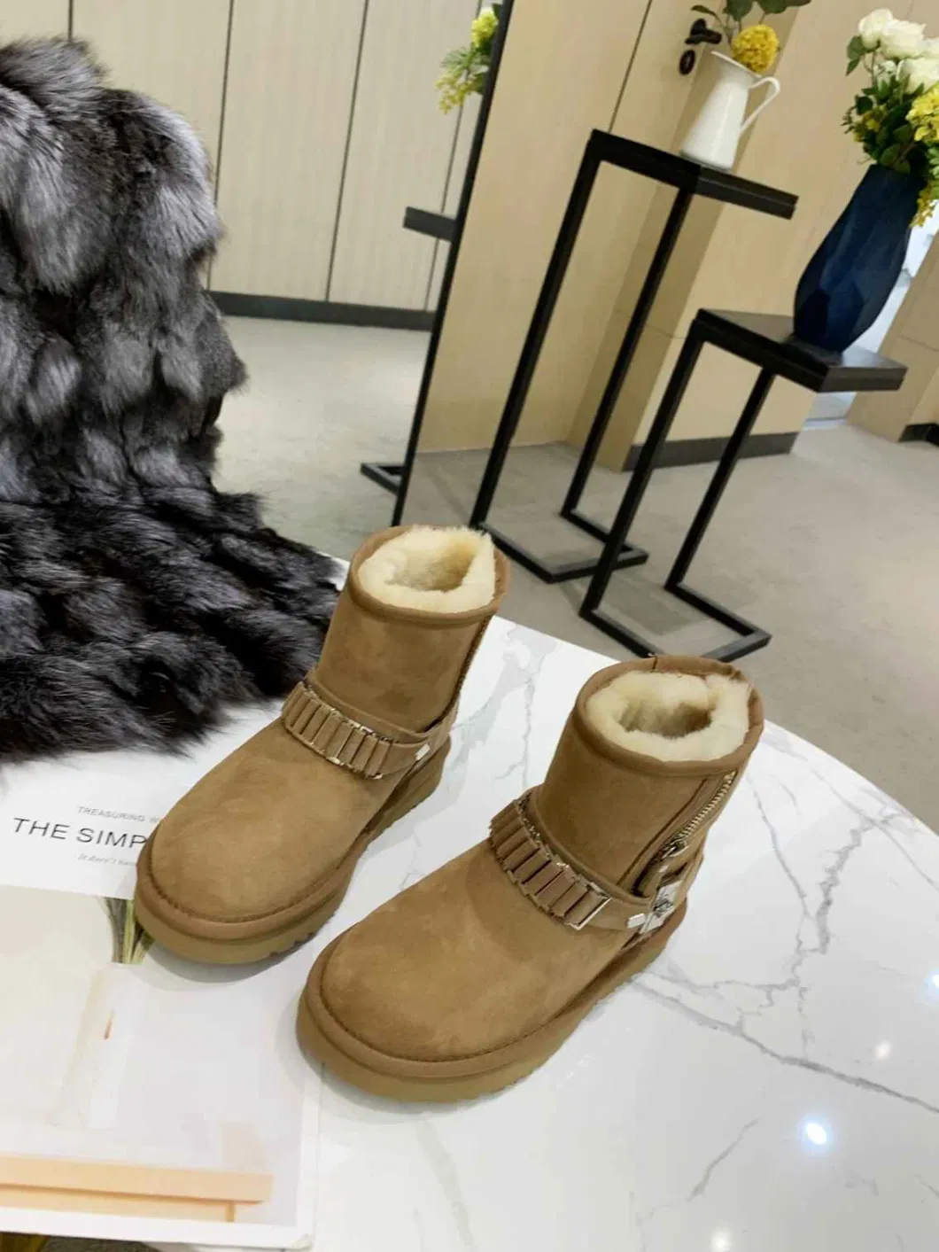 Fur Boot Sheep Skin Snow Boot Leather Shoes Lady Shoes Fashion Shoes