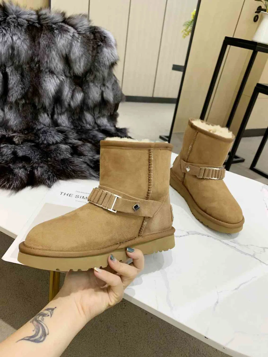 Fur Boot Sheep Skin Snow Boot Leather Shoes Lady Shoes Fashion Shoes