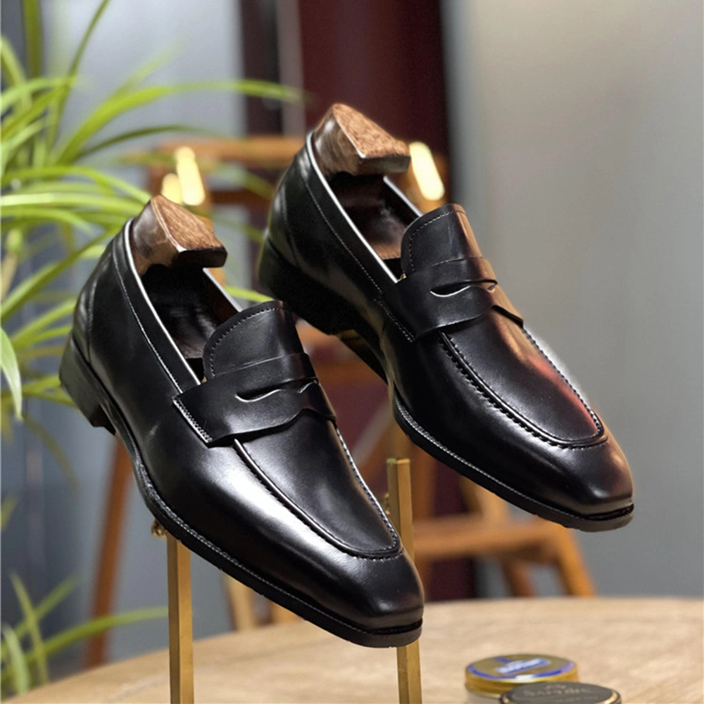 Italian Men Dress Shoes Penny Loafers Driving Flat Comfortable Soft Shoes Made of Genuine Leather