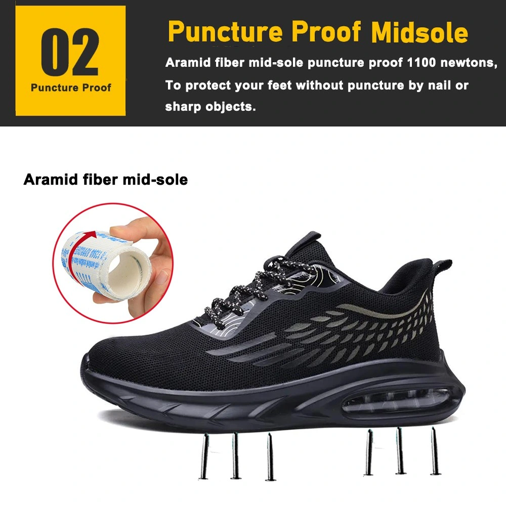 Non-Slip PU Sole Anti Puncture Steel Toe Fashion Work Safety Shoes Sports