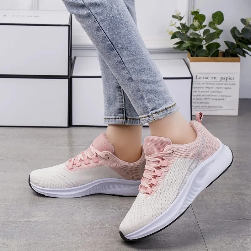 Adit Ladies Sneakers Knitted Sports Walking Style Shoes Custom Women Casual Shoes