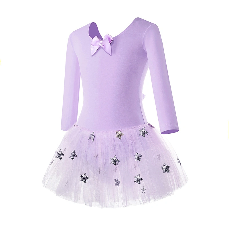 Children Training Ballet Pompadour Girls Kids Dance Bodysuit Skirt Dress Gym Wear