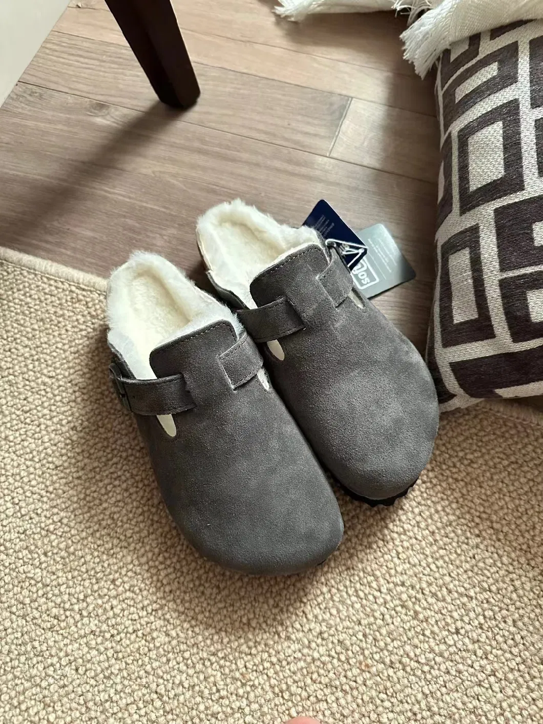  Women Winter Warm Suede Slides Fur Clogs Mules Wool Slipper Shoes