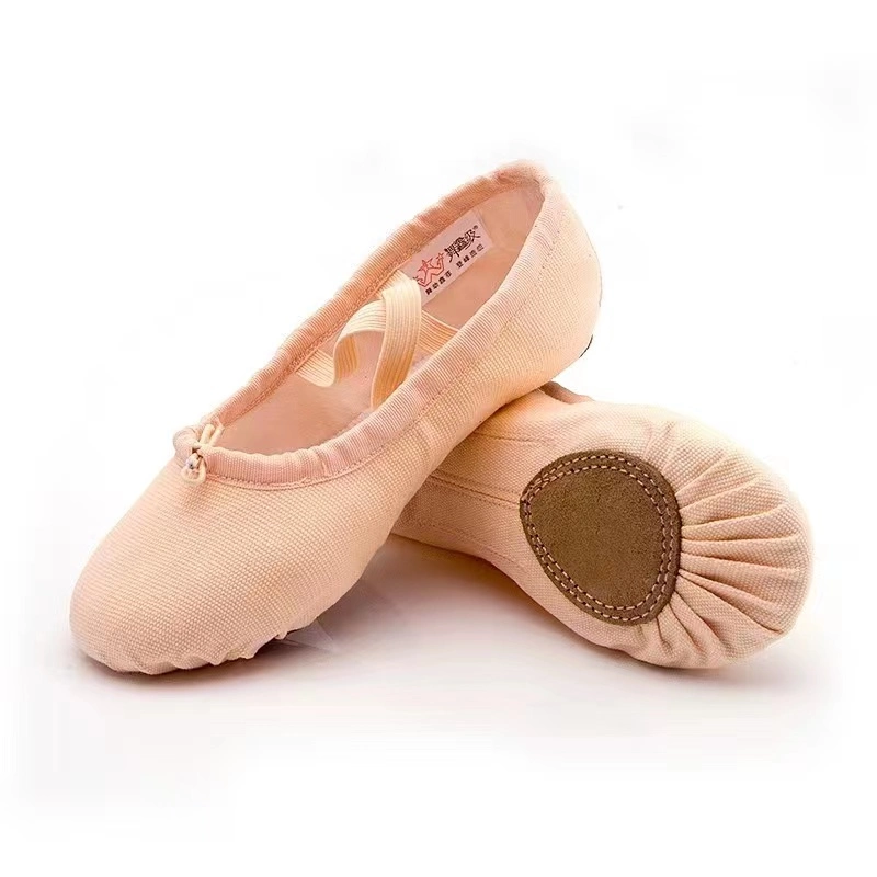 Kids Adults Size Popular Hot Selling Good Quality Dance Practice Elastic Canvas Soft Flat Ballet Shoes