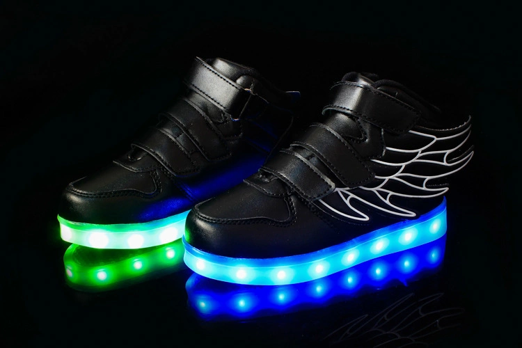 Fashion Kids Casual Shoes PU Leather USB LED Lights Shoes