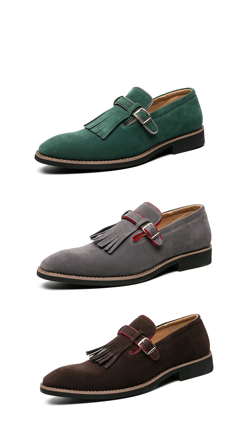 Fashion Luxury Men Shoes Casual Comfort Dress Shoe Male Minimalism Suede Leather Tassels British Brogues