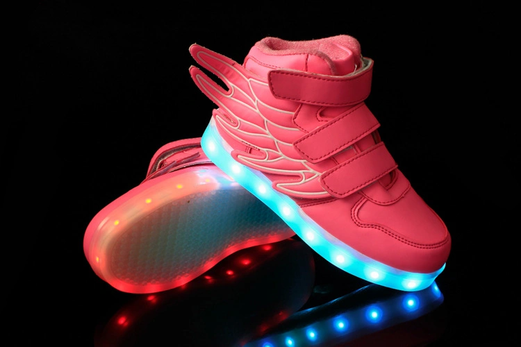 Fashion Kids Casual Shoes PU Leather USB LED Lights Shoes