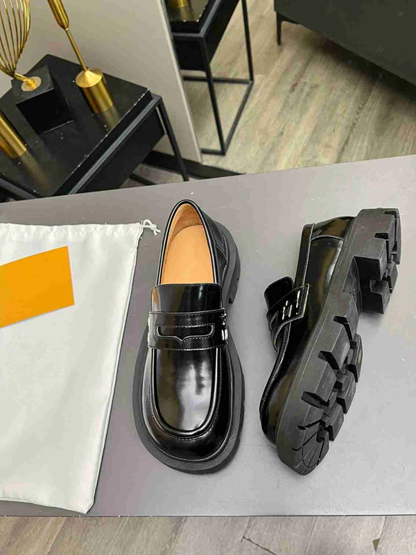 New Platform Loafers Luxury Leather Women&prime;s Shoes