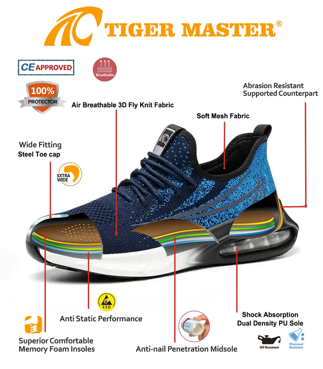 Tiger Master Air Cushioned Puncture-Proof Steel Toe Stylish Sports Safety Shoes for Men