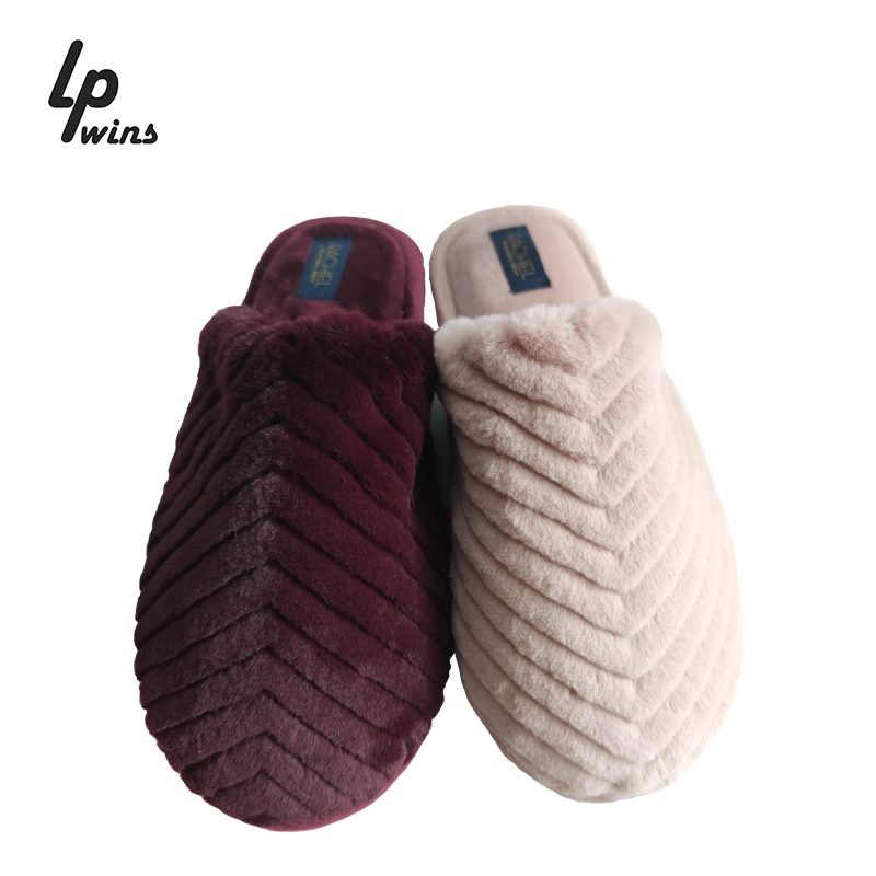 Winter Fashion Women Home Pantoufle Slippers Faux Fur Warm Woman Slip on Flats