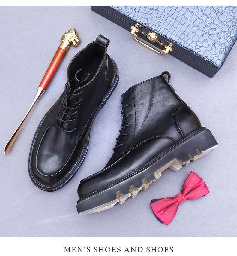 China Top Level Leather Dress Men Shoes Elegant Lace up Martin Men Boots Luxury Shoes Mens Winter Boot Shoe