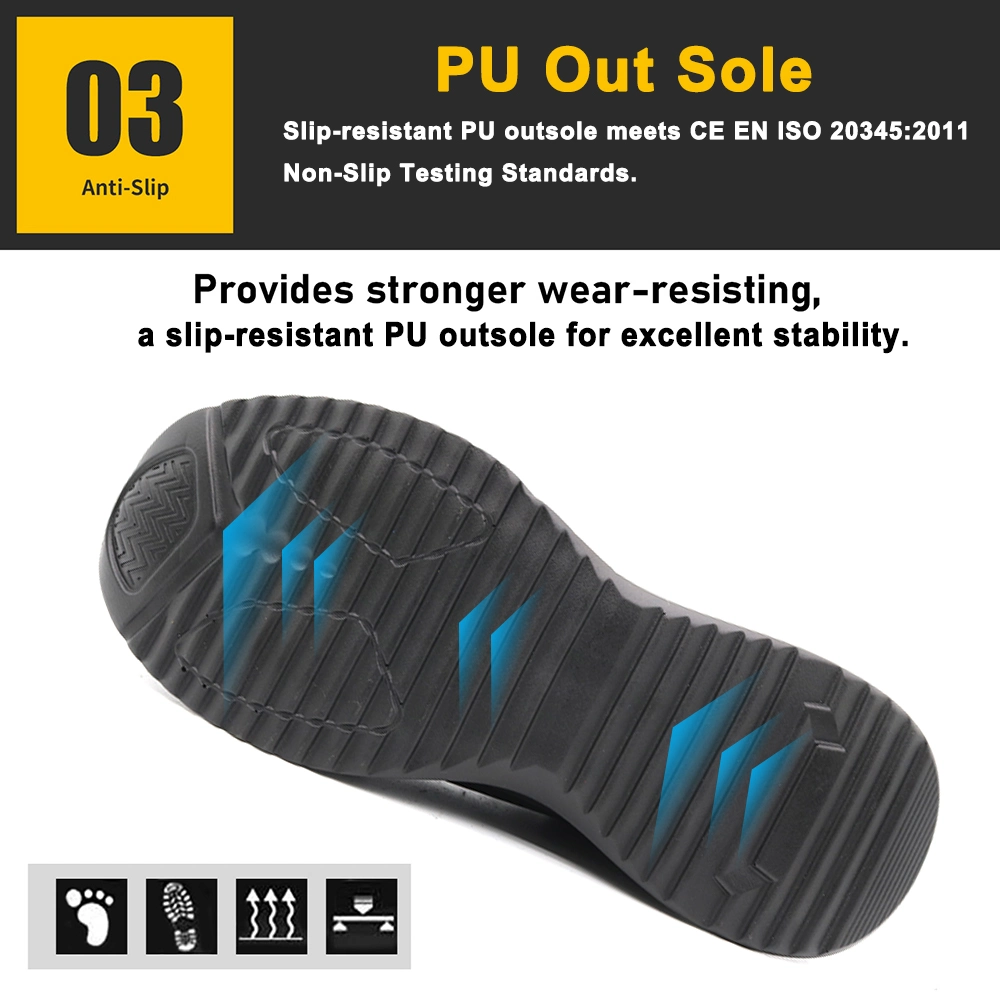 Anti-Skid Oil Resistant PU Sole Puncture-Proof Steel Toe Work Safety Shoes Sport