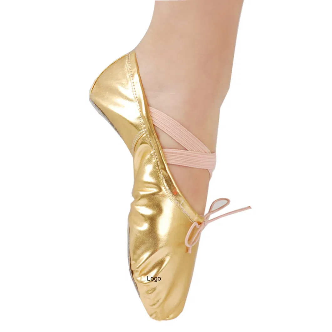 Kids Dance Performance Wear Colorful Shiny Sequins PU Leather Girls Ballet Shoes