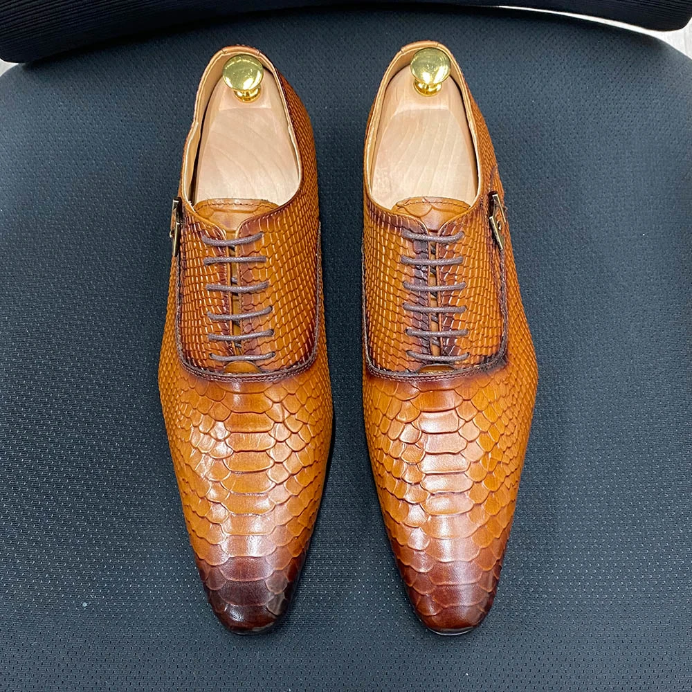 Goodyear Welt Men Dress Shoes Italian Leather High Quality Python Skin Mens Dress Leather Shoes Custom Formal Shoes for Men