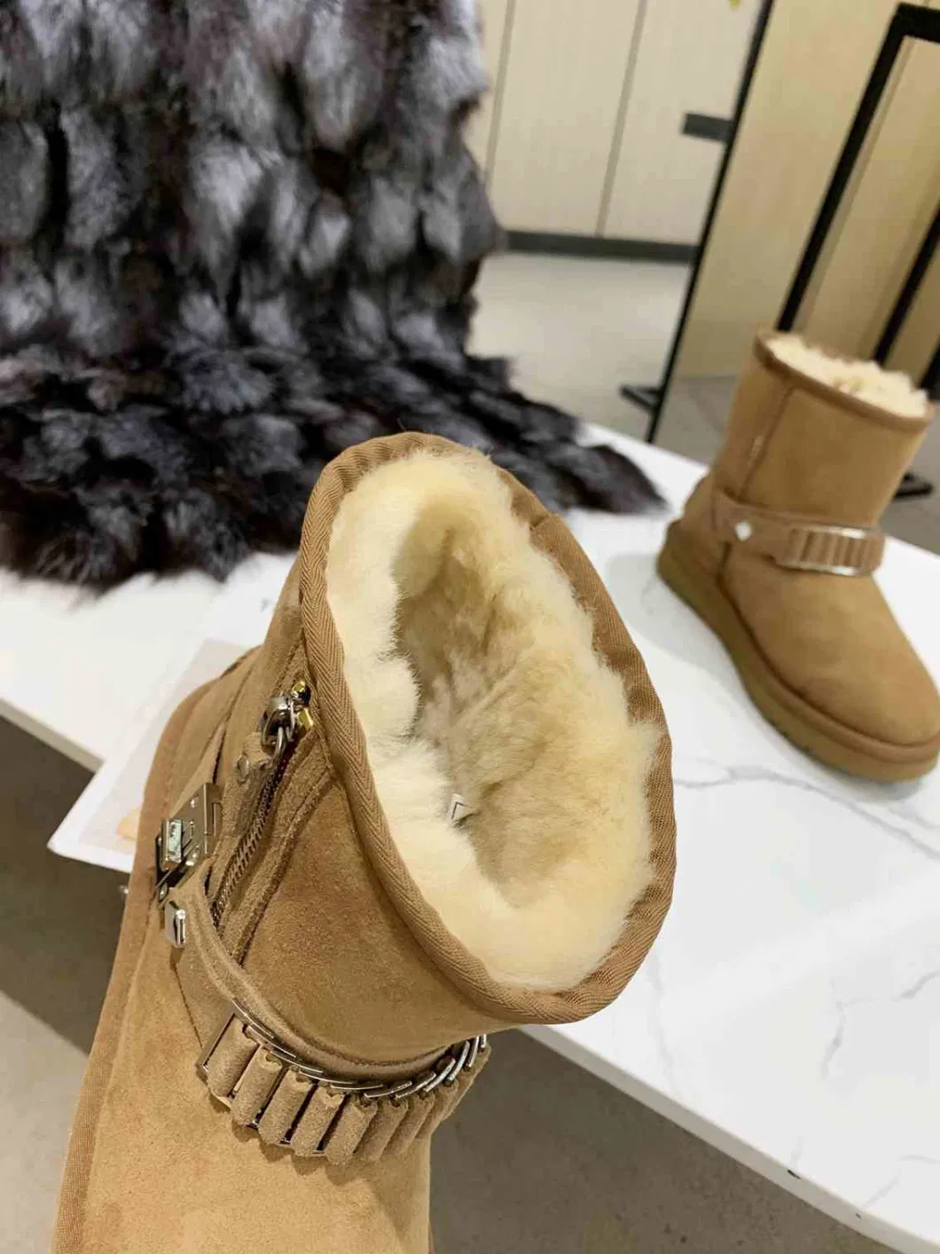 Fur Boot Sheep Skin Snow Boot Leather Shoes Lady Shoes Fashion Shoes