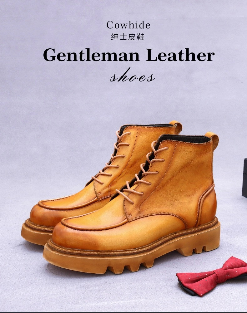 China Top Level Leather Dress Men Shoes Elegant Lace up Martin Men Boots Luxury Shoes Mens Winter Boot Shoe