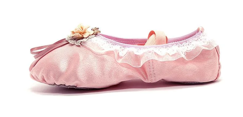 Girls Fashion Split Sole Pink Slippers Skin Nose Ballet Flats